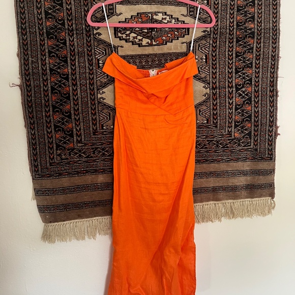 Reformation Marcella linen midi dress orange - Picture 2 of 7